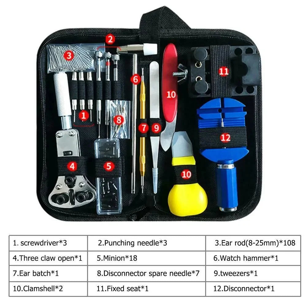 147Piece/Set Watch Opener Repair Tool Kit Clock Maintenance Hardware Tools Watch Maintenance Open Back Remove Strap Repair Kit