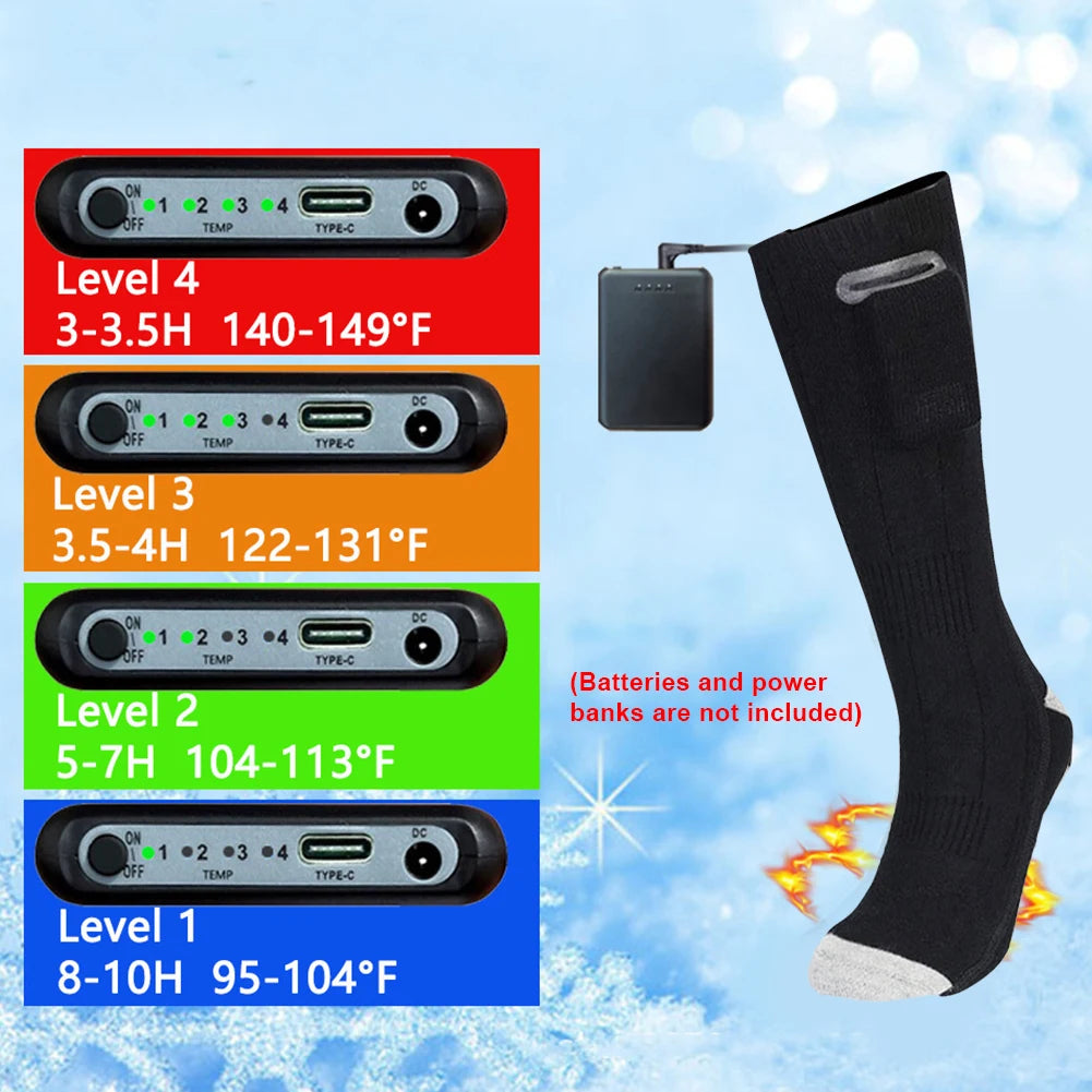 Heat Battery Electric Heated Socks Winter Thermal Socks Outdoor Hiking Skiing Foot Warmer Heating Socks for Men and Women