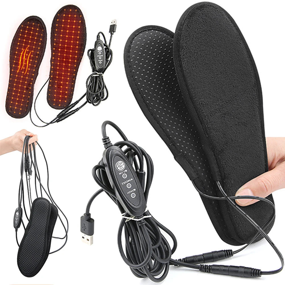 1 Pair USB Heated Shoe Insoles Electric Foot Warming Pad Feet Warmer Sock Pad Mat Winter Outdoor Sports Heating Insole Warm