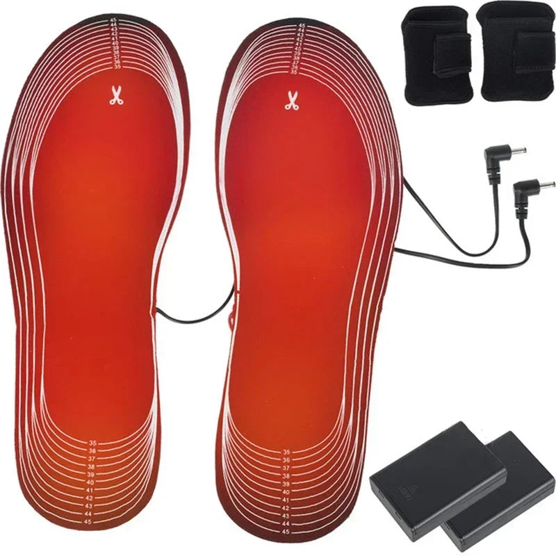 USB Rechargeable Heated Insoles Size 35-45 DIY Customizable Electric Heated Shoes Pad for Outdoor Skiing Winter Foot Warmers