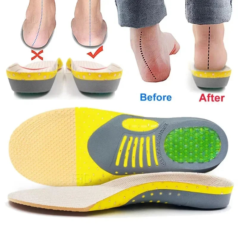 Orthopedic Insoles Man Woman Arch Support Flat Foot Correction Sports Camping Massage Breathable Sweat-absorbing Cushion Pad