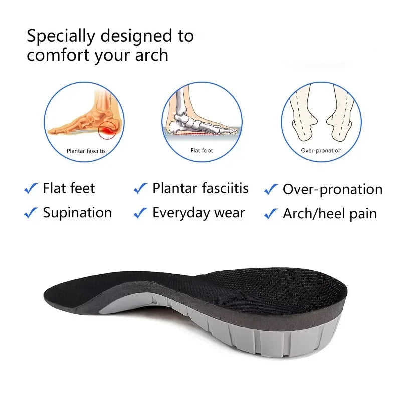 Orthopedic Insoles Man Woman Arch Support Flat Foot Correction Sports Camping Massage Breathable Sweat-absorbing Cushion Pad