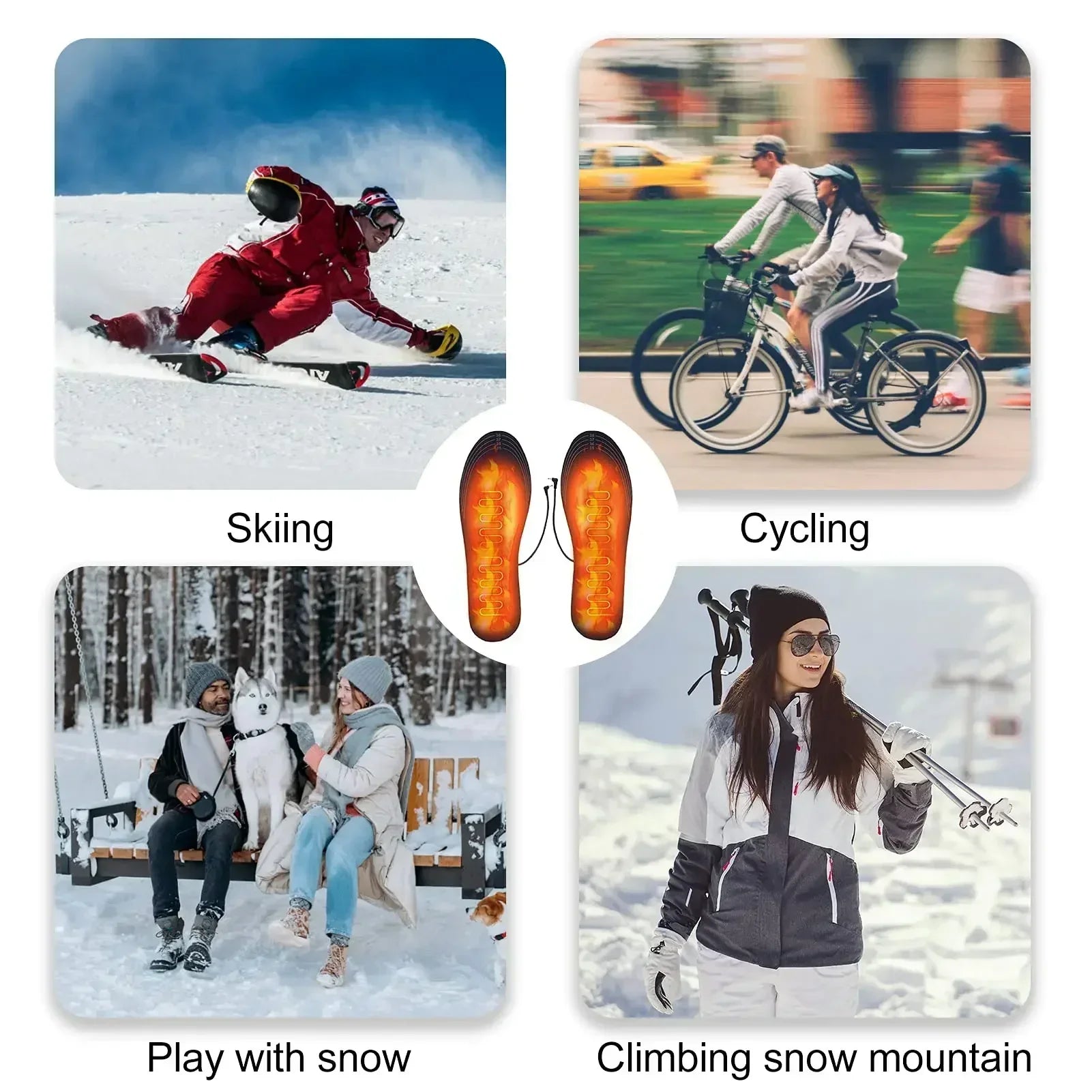 2/1 pair Electric USB Heated Shoe Insoles Warming Pad Feet Warmer Sock Pad Mat Winter Outdoor Sports Heating Insole Winter Warm