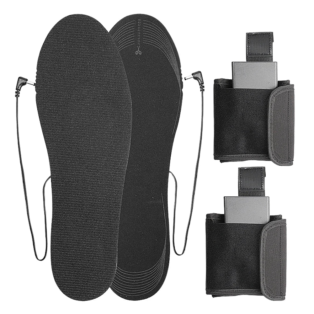 Electric Heated Insoles with Battery Box Winter Heating Insoles Reusable Outdoor Thermal Insoles for Outdoor Sports