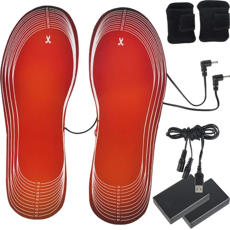 USB Rechargeable Heated Insoles Size 35-45 DIY Customizable Electric Heated Shoes Pad for Outdoor Skiing Winter Foot Warmers