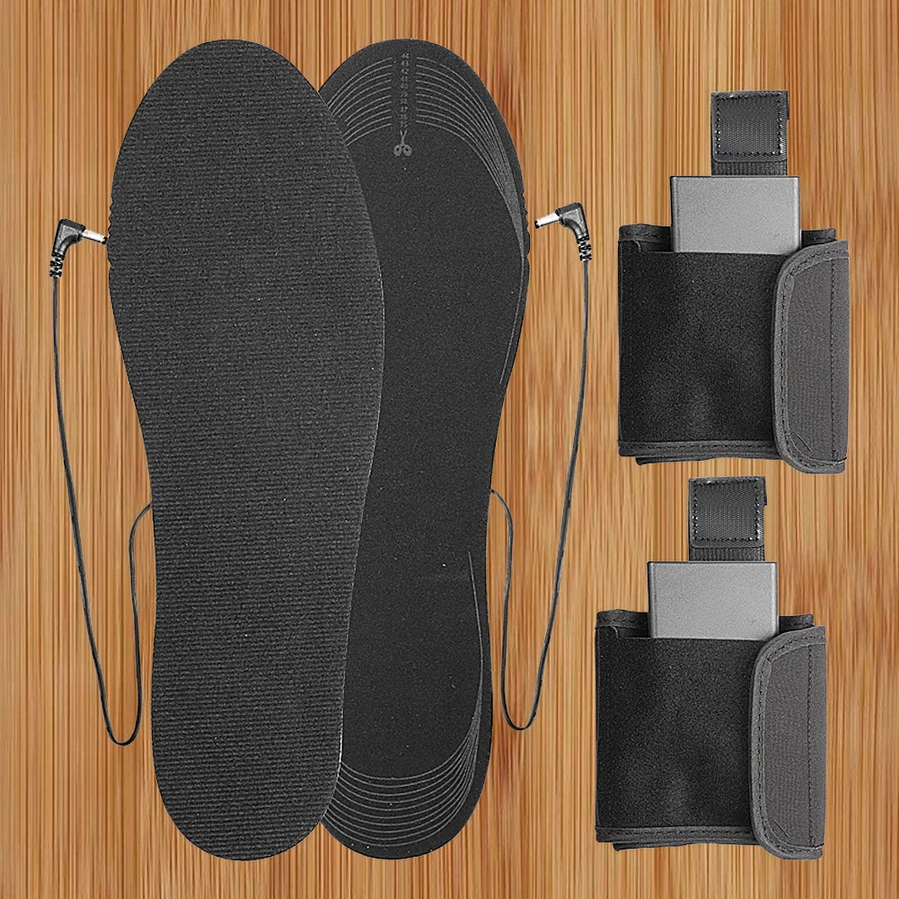 Electric Heated Insoles with Battery Box Winter Heating Insoles Reusable Outdoor Thermal Insoles for Outdoor Sports