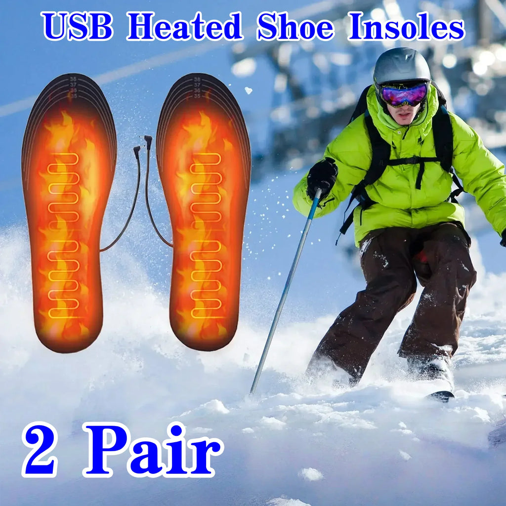 2/1 pair Electric USB Heated Shoe Insoles Warming Pad Feet Warmer Sock Pad Mat Winter Outdoor Sports Heating Insole Winter Warm